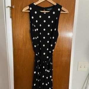 Ralph Lauren, Black + white, polka dot, midi dress